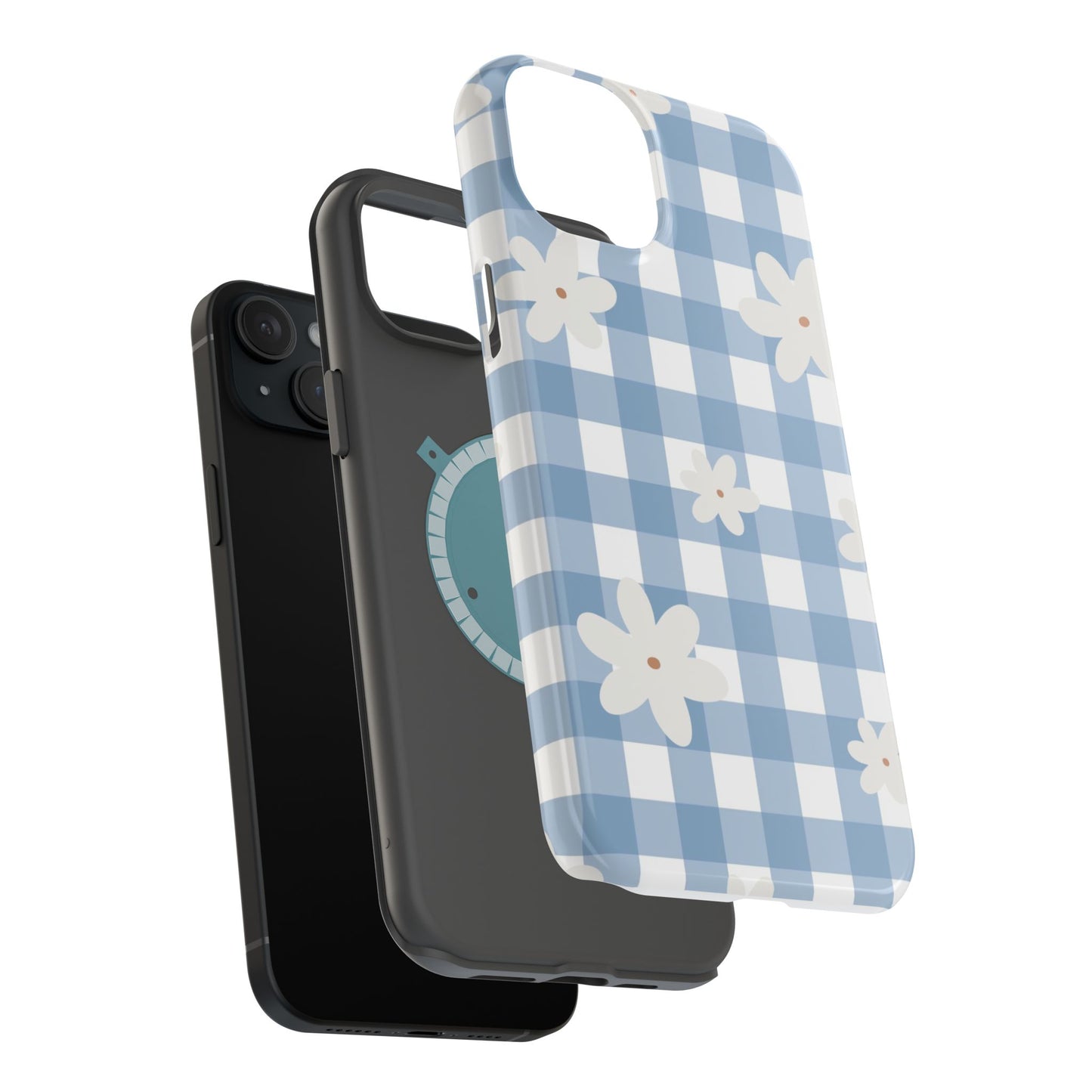 Blue Gingham Floral Phone Case