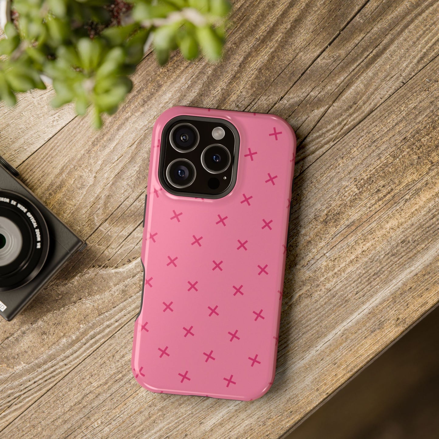 Chic Magnetic Phone Case with Trendy Pink Pattern