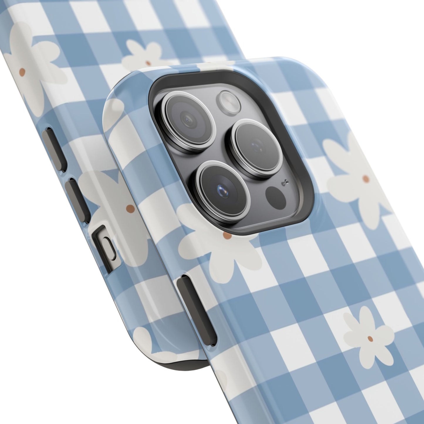 Blue Gingham Floral Phone Case