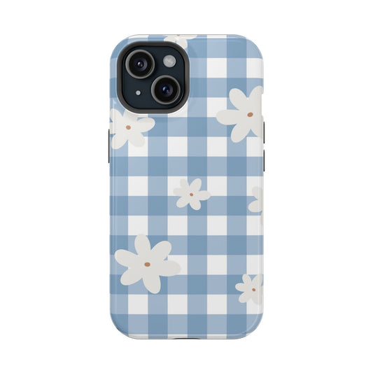 Blue Gingham Floral Phone Case