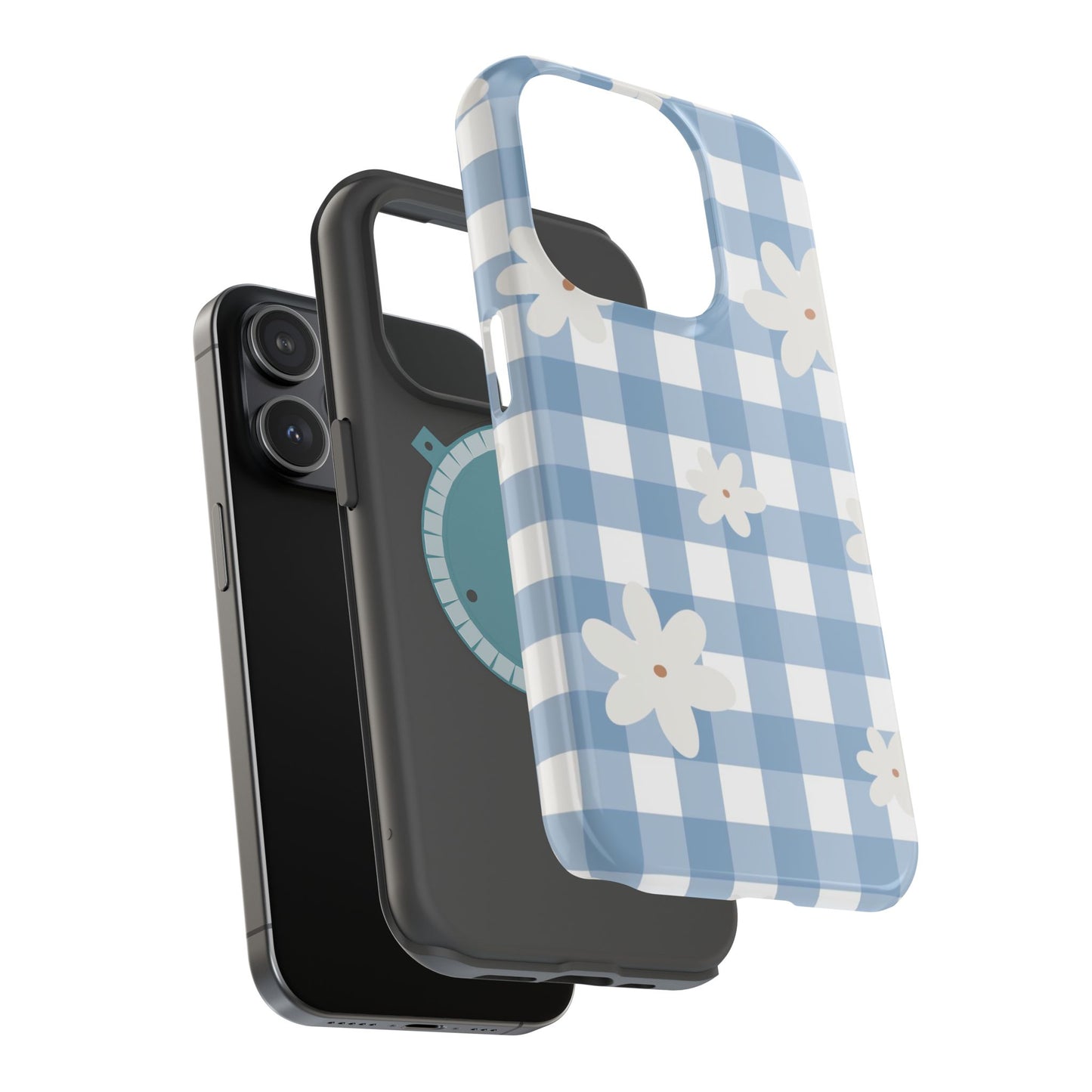 Blue Gingham Floral Phone Case