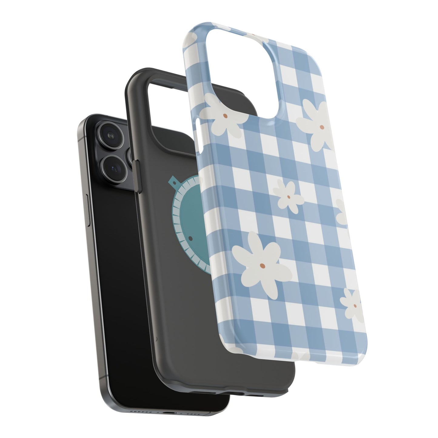 Blue Gingham Floral Phone Case