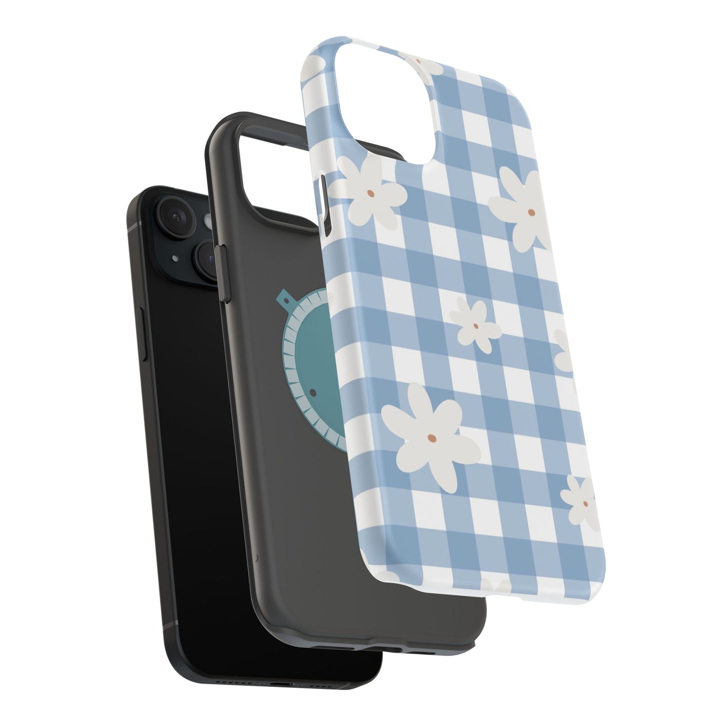 Blue Gingham Floral Phone Case