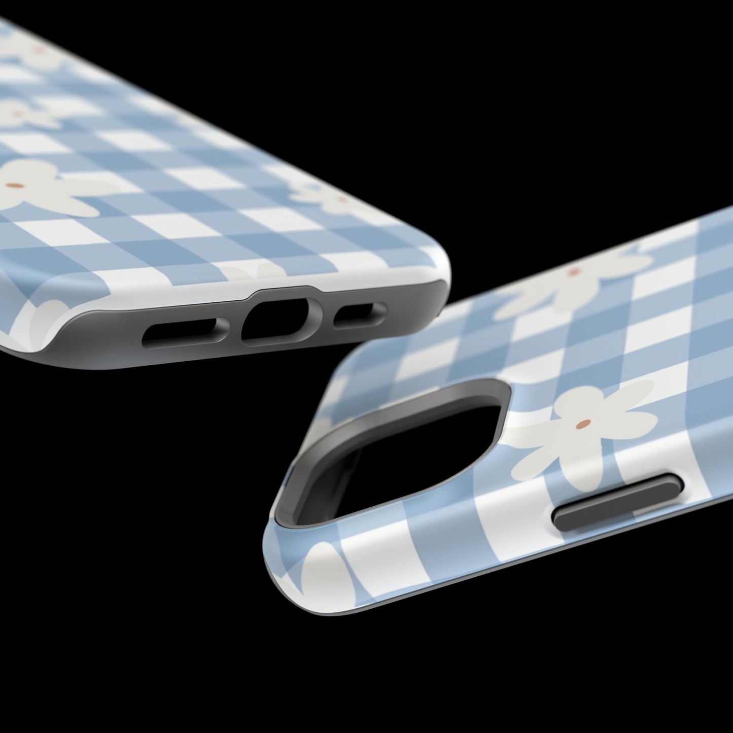 Blue Gingham Floral Phone Case