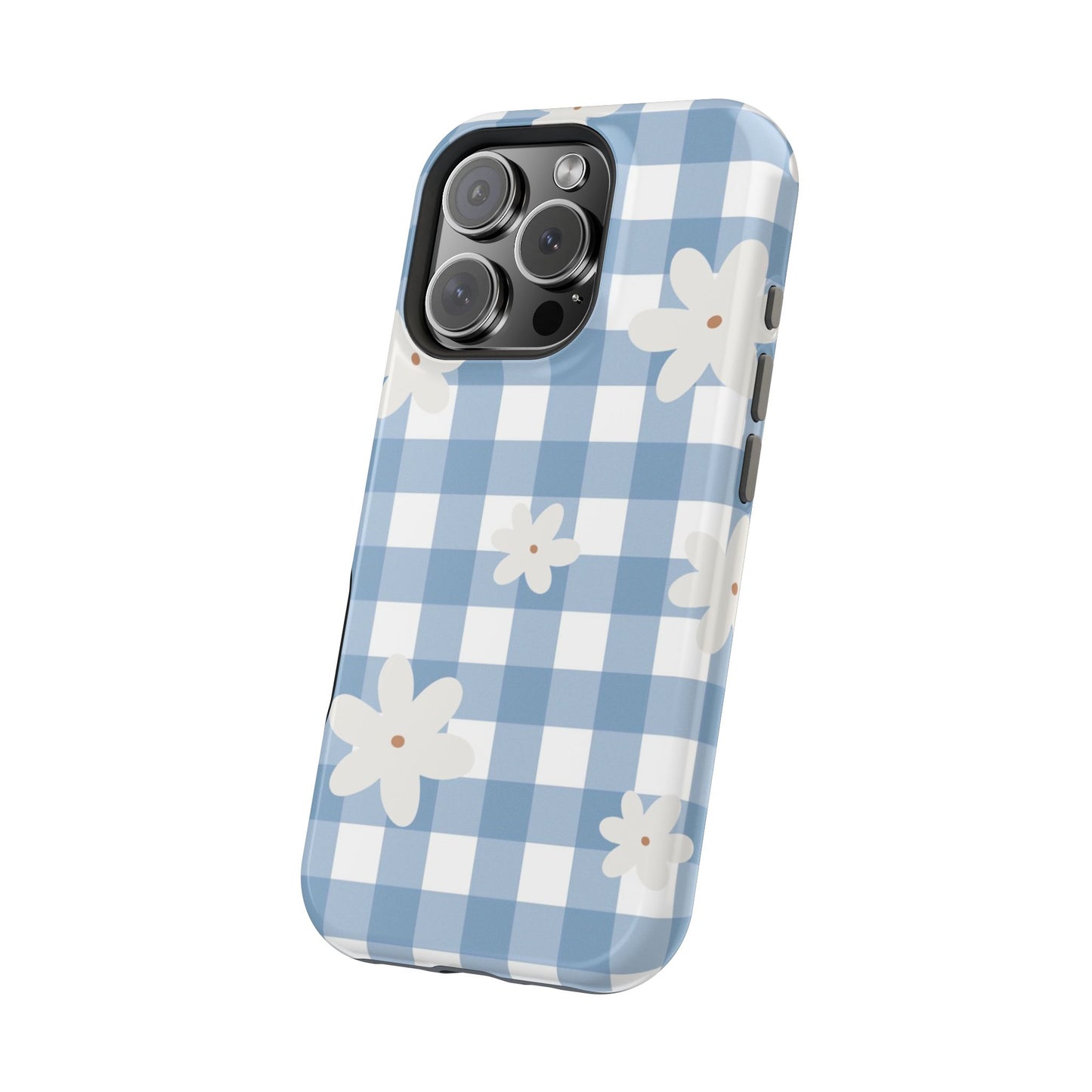 Blue Gingham Floral Phone Case