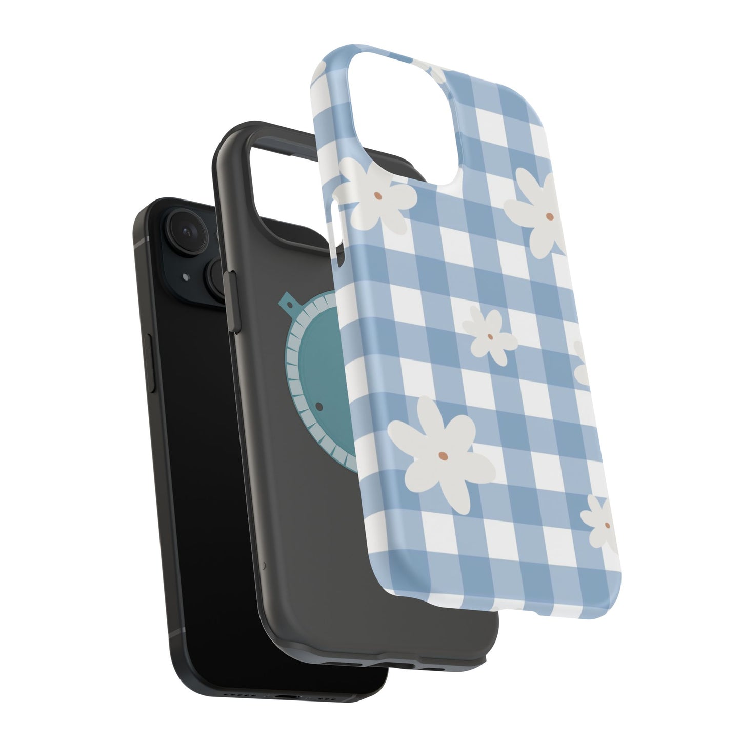 Blue Gingham Floral Phone Case