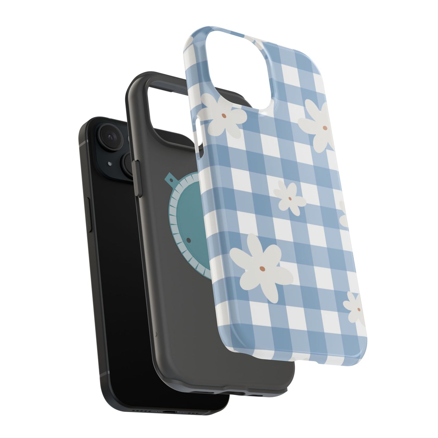 Blue Gingham Floral Phone Case